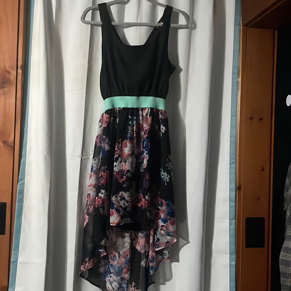Floral Cut Out High Low Dress